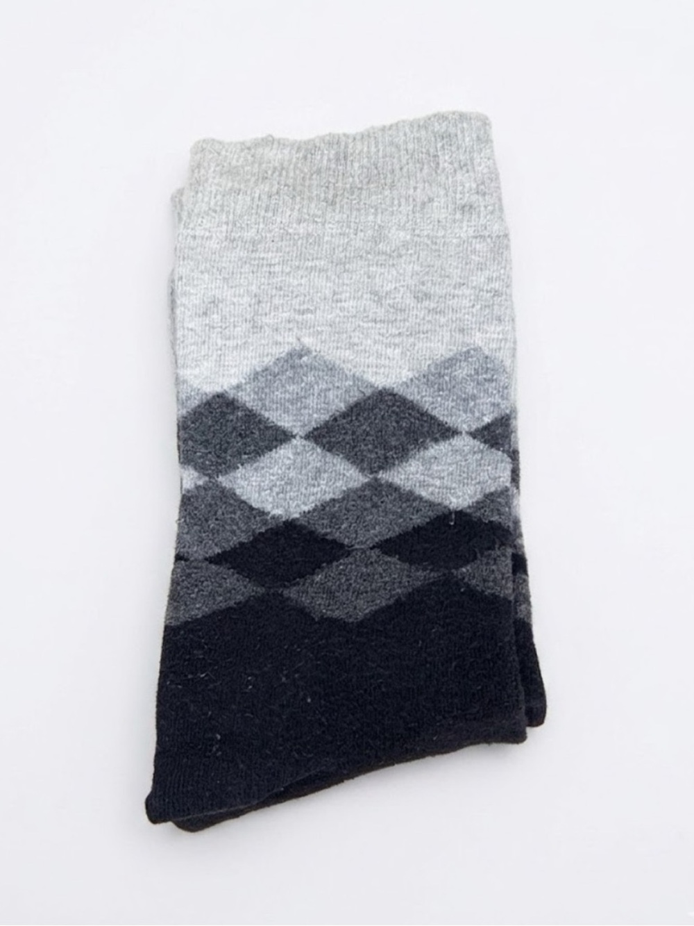 Happy Socks Unisex Grey Argyle Crew Socks OSFM Black & Grey Monochrome
